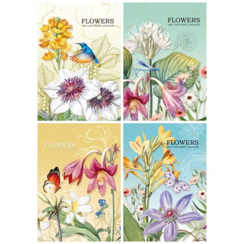 Блокнот, 60 г, 143x210 мм, 80 аркушів, клітинка, 19487-19490