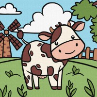 Картина за номерами дитяча Весела корівка Ideyka 25×25 см КНО9073