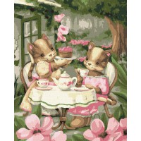Набір для розпису по номерах 7+ Чаювання подружок, 40x50 см, КНО2415