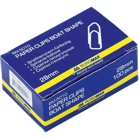 Скріпки нікельовані BM.5010, 28 мм, 100 шт., 10 упаковок