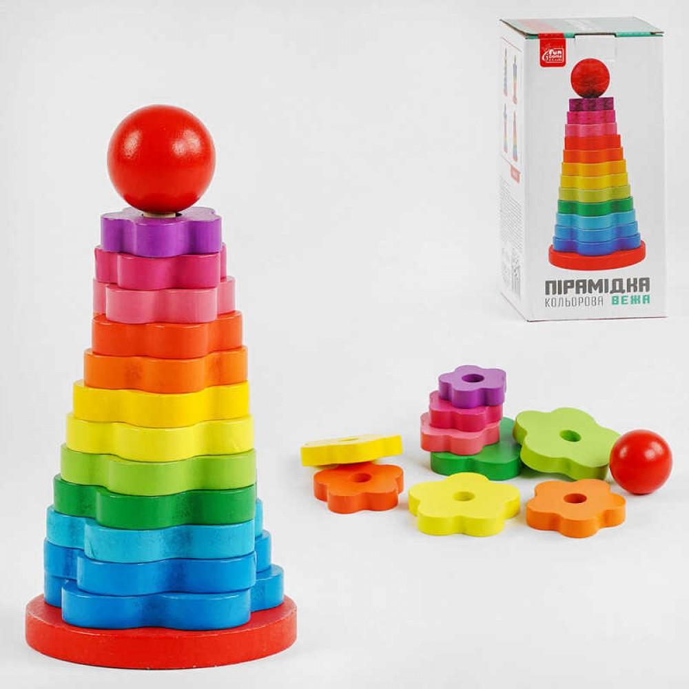 Пірамідка дерев'яна "4FUN Game Club Wood" 13 рівнів та основа 63966
