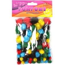 Помпони блискучі, різні розміри,5 кольорів,80шт.MQ4025