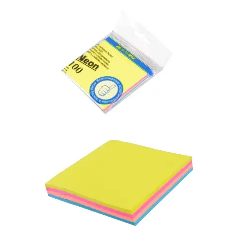 Блок для заметок, 76x76 мм, 100 листов, декор неон (в ассортименте)