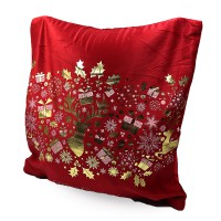 Наволочка новорічна бархат Узори 45×45 см 6220-14N