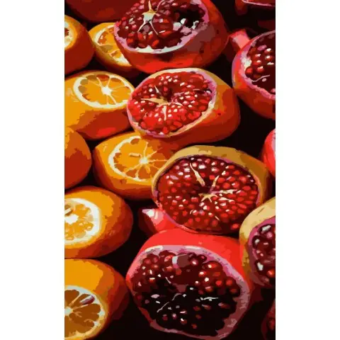 Набір для розпису по номерах Соковиті гранат та апельсин, Strateg, 50x25 см, WW015