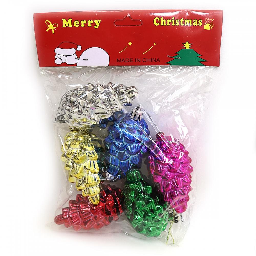 Ел. украшения "Шишки" 8*4см, 6шт, OPP, 1шт/этик.