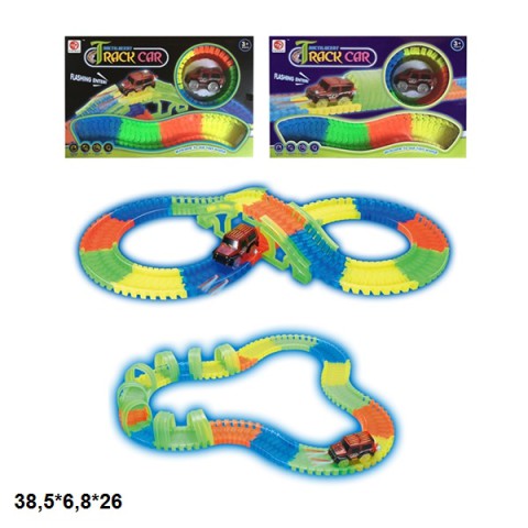 Трек люмінесцентний (світиться) з машинкою, 38.5x6.8x26 см, 7202/7203