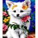 Набір для розпису по номерах Шпіц серед квітів, Strateg, на кольоровому фоні, 40x50 см, MZ042