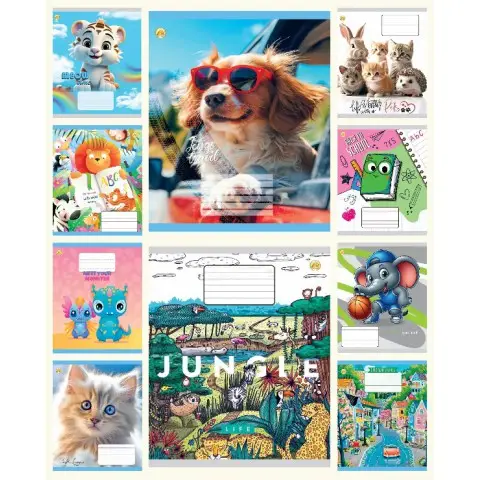 Тетради ученические 12 листов клетка Твердая Микс 3, 25 шт. в упаковке