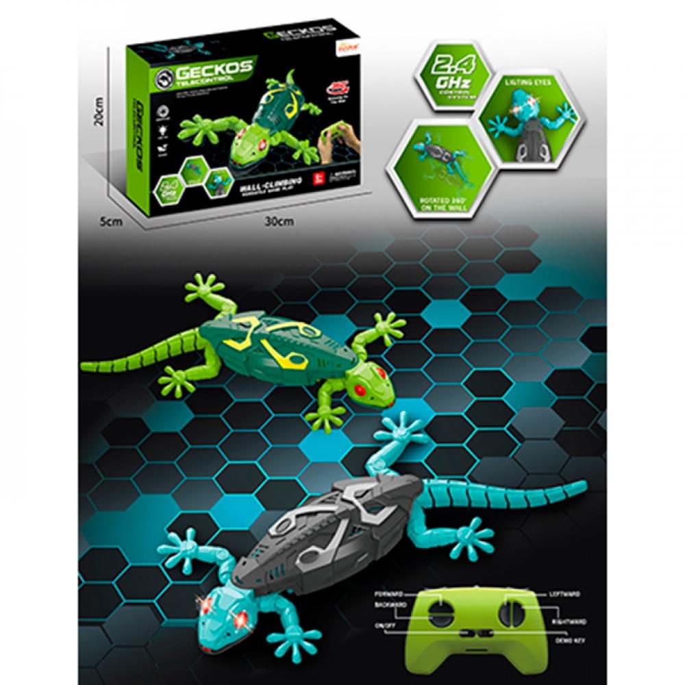 Тварина р/к2,4G, акум, гекон/ящірка, 35см, світло, 2 режими (їздить по вертильній та горизонтальній поверхнях), їздить по стіні, USBзарядне, 2 кольори, в кор-ці, 29,5-19,5-5см /18/