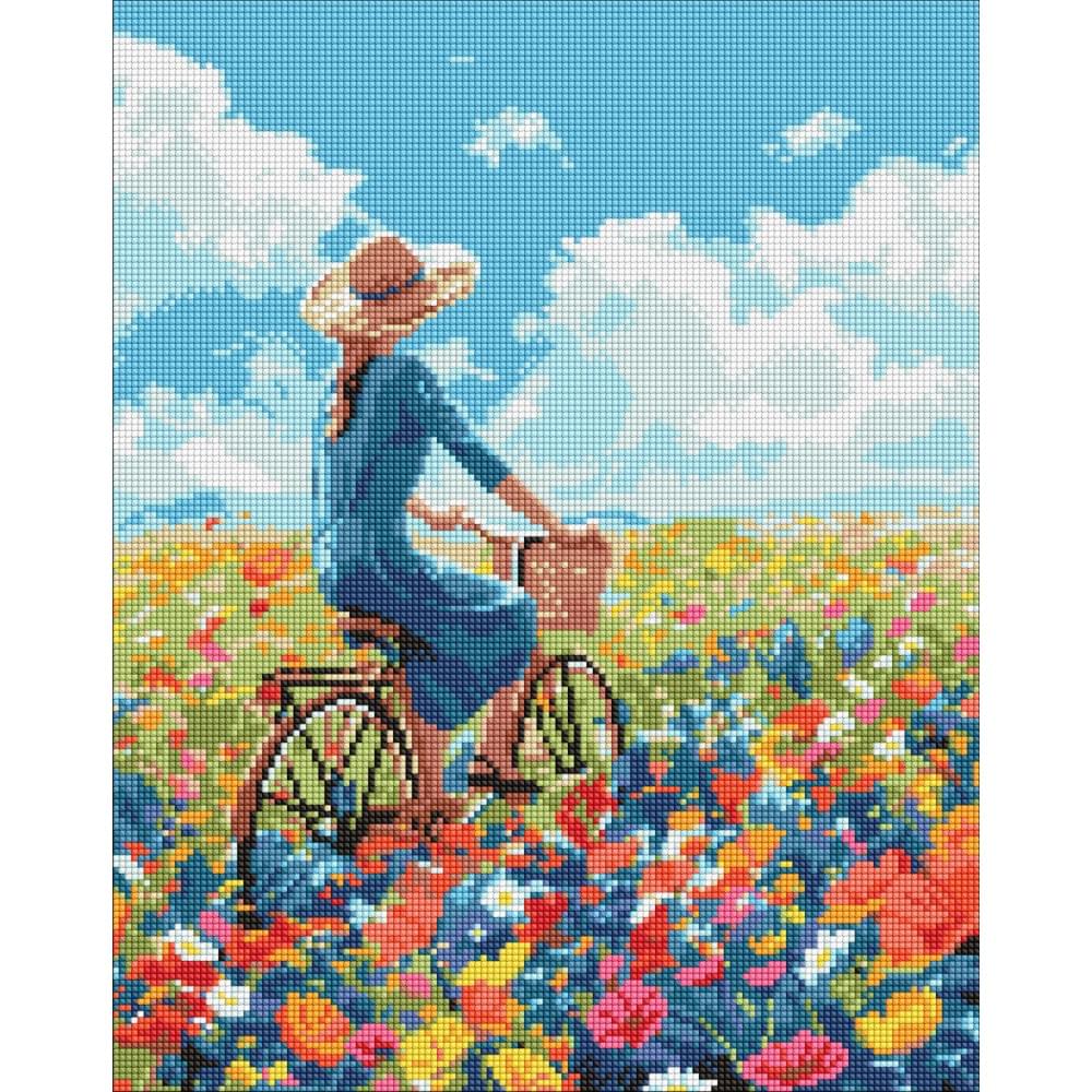 Набір з алмазною мозаїкою Поїздка у квітах Ideyka 40х50 см AMO8059