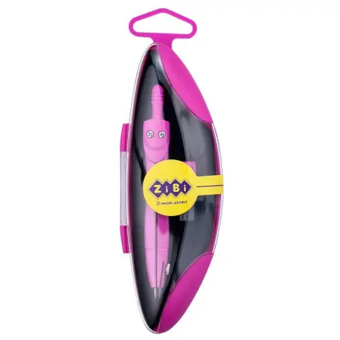 Циркуль Start Neon, у твердому футлярі, із запасним грифелем, рожевий, Kids Line