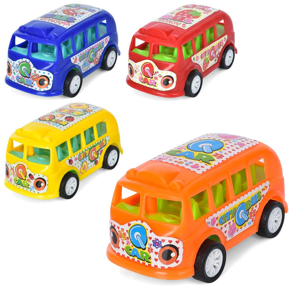 Автобус інерція, 9,5 см, 4 кольори, в п/е 14-12-5,5 см /360/