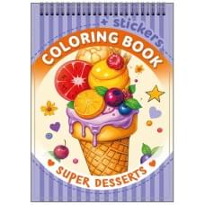 Розмальовка з наліпками 105 х 148 мм.,100г, 12 аркушів, друк 4+4 пружина диз:24208