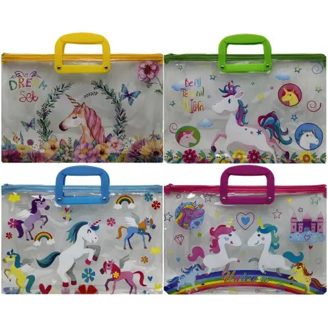 Папка-портфель ПВХ прозора Єдиноріг, 28x39 см, 30 мкм, 33-U (В асортименті)