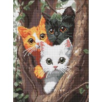 Алмазна мозаїка на підрамнику Котики на дереві Ideyka 30×40 см AMO8299