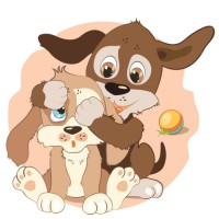 Набір для розпису по номерах Цуценята граються у схованки, Strateg, 30x30 см, ES168