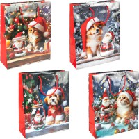 Подарунковий пакет Новий Рік 32×44×11 см набір 4 шт 2577-3(123385)