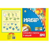 Картон кольоровий А4, ТМ "Тетрада" (золото + срібло), 9 аркушів, 5 шт. в упаковці