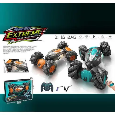 Машина на радіокеруванні роликові колеса підсвічування зміна корпуса 1:16 пульт 2.4G + браслет YJ096-2A