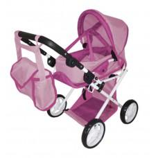 Коляска для ляльки CARRELLO UNICO 9346 ROSE з сумкою метал.кор.45*15*36,5 /1/