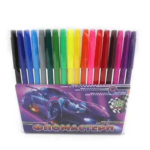Фломастери Спорткар, 18 кольорів, ПВХ, Josef Otten