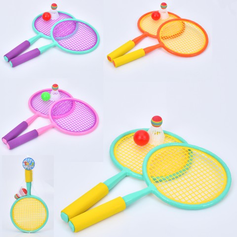 Набір дитячих ракеток MR1403, 2 шт. 45 см, ручка EVA, м’яч, волан, у сітці (В асортименті)