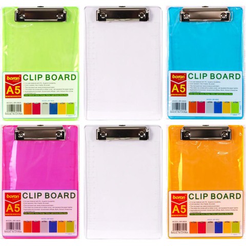 Планшет А5 із затискачем, пластик неон, 22x15 см, BR9808 (В асортименті)