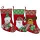 Носок д/подарк."Красный с аппликац.-Д.М., Снег.,Олень в шарфах" 33*20см 3в.(20*12)