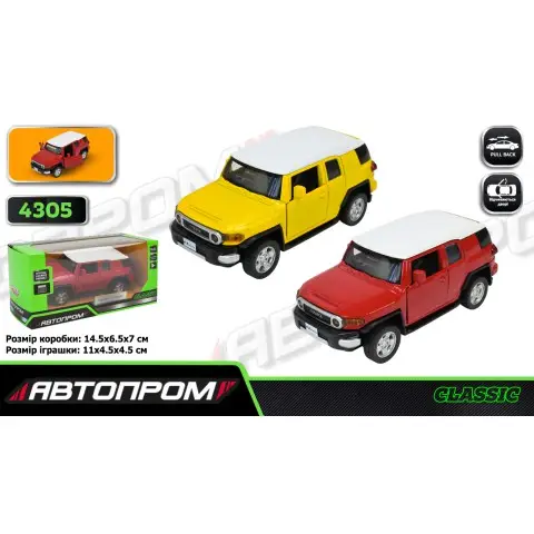 Машинка металева Toyota FJ Cruiser 1:43 АВТОПРОМ двері (В асортименті) 4305