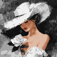 Набір для розпису по номерах Біла троянда, Ideyka, 40x40 см, КНО8637