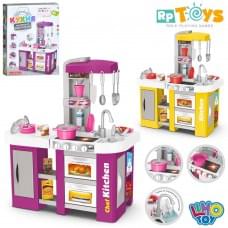 Кухня 61-33-в72,5см, плита, звук, світло,духовка, мийка-ллється вода, посуд, продукти, 32пр, 2 кольори, на бат-ці, в кор-ці, 57,5-73-12см /6/