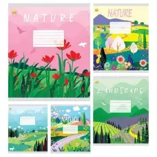 Тетради ученические 12 листов клетка Твердая ТЕ41107 Пейзаж, 25 шт. в упаковке