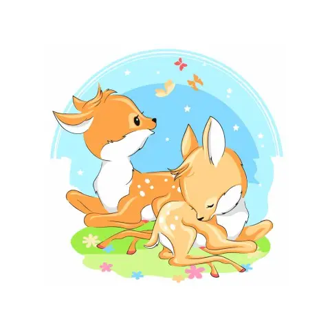 Набір для розпису по номерах Сімейство оленят, Strateg, 30x30 см, ES-0859