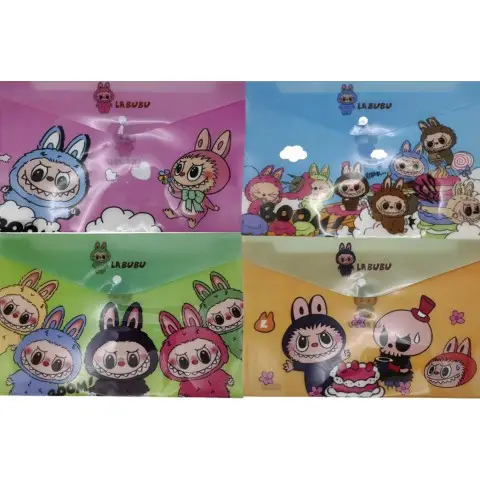 Папка-кнопка А4+, 18 мкм, Labubu, 23.5x33 см, 4 шт. в упаковці (В асортименті)
