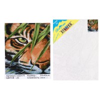Набір для розпису по номерах Тигр у листі, Strateg, 30x40 см, SS-6474