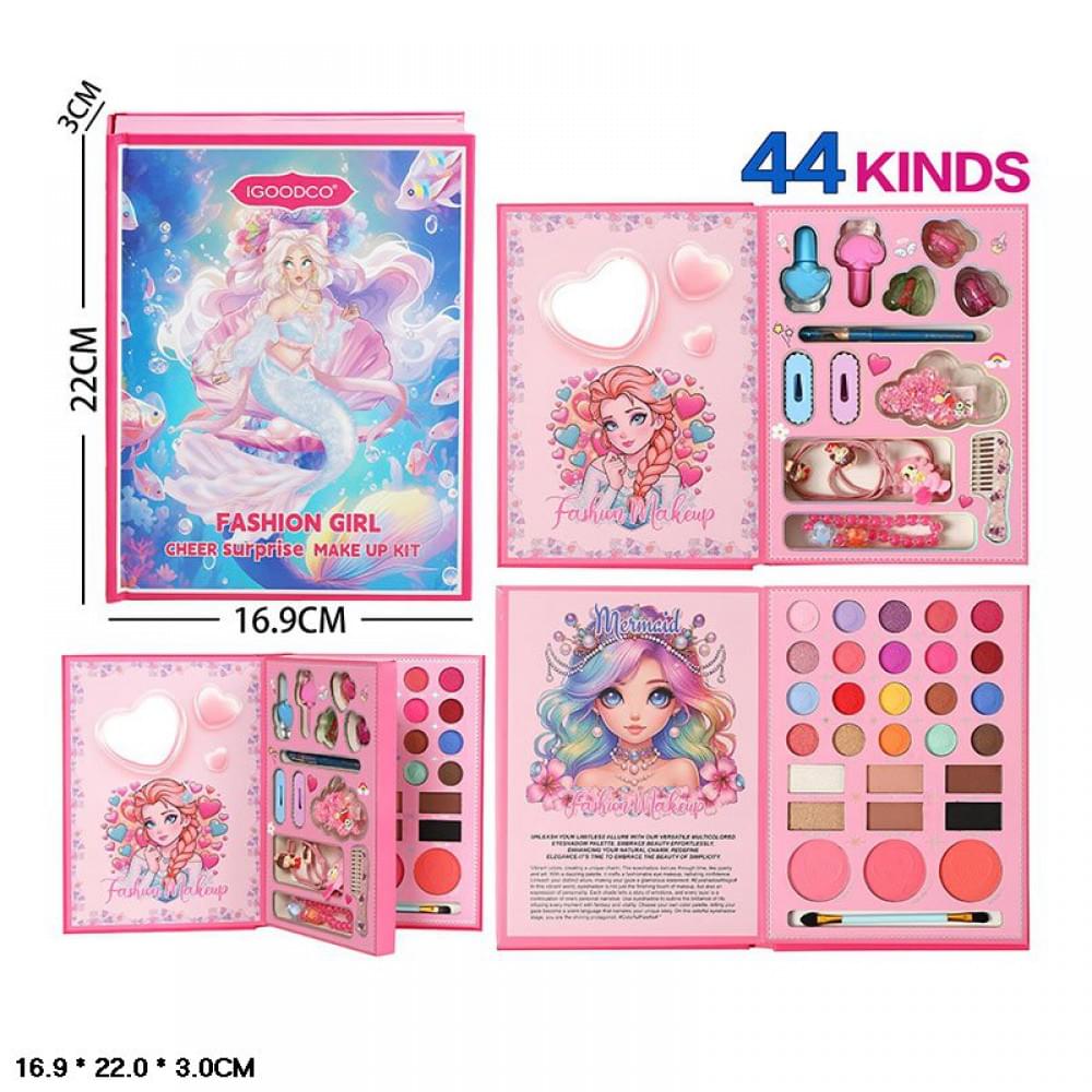 Набір косметики лак, помада, олівець, аксесуари для волосся, тіні, пензлик кор. 16,9*22*3 см /72-6/