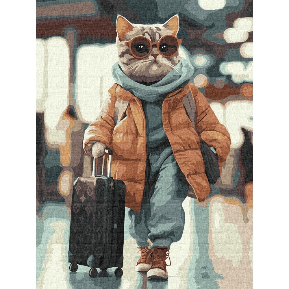 Набір для розпису по номерах "Стильний пасажир" Ideyka 30х40см КНО6754