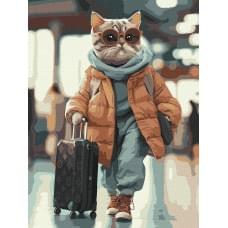 Набір для розпису по номерах "Стильний пасажир" Ideyka 30х40см КНО6754