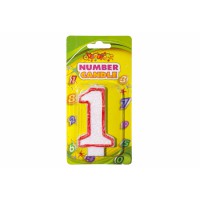 Свічка-цифра з кольоровим контуром цифра 1 набір 4 шт HS101-1