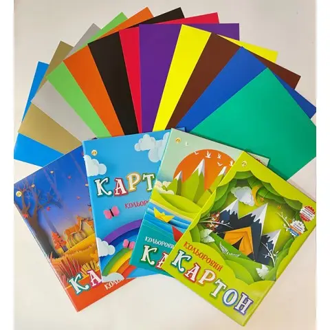 Набір картону кольорового Тетрада універсальний, золото і срібло, 250 г/м², 12 аркушів