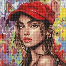 Алмазна мозаїка на підрамнику "Сучасна Червона шапочка" Ideyka 40х40см AMO8311