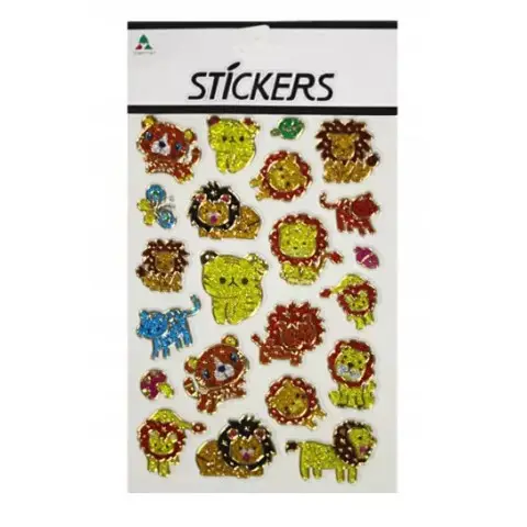 Наліпка пластикова об’ємна з глітером та фольгою, тваринки