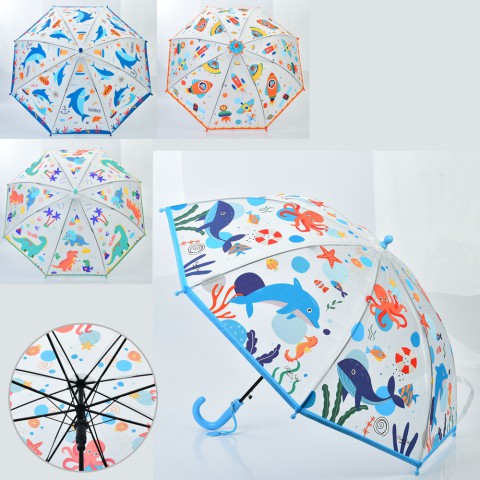 Парасолька дитяча, довжина 65.5 см, тростина 62 см, d=86.5 см, спиця 48 см, клейонка (В асортименті)