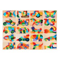 Дерев’яна іграшка Пазли (тварини, транспорт, динозаври, змія, метелик, риба), 18x30x1 см (В асортименті)