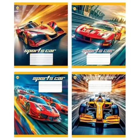 Зошити учнівські 12 аркушів коса лінія Тверда Гонка, 25 шт. в упаковці