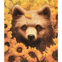 Набір для розпису по номерах Ведмідь серед соняшників, Strateg, 40x50 см, VA-4666