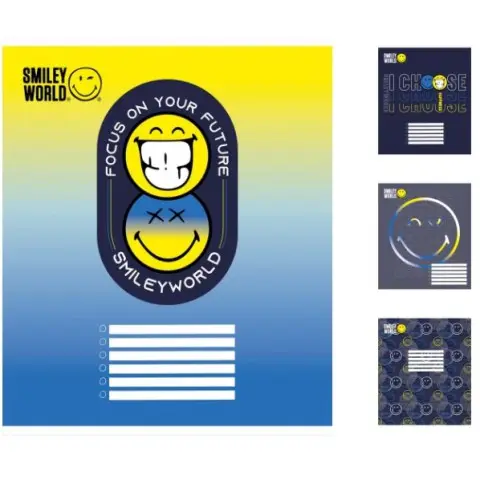 Зошити учнівські 24 аркуша клітинка. YES Smiley world, 20 шт. в упаковці