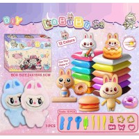 Маса для ліплення LABUBU 12 кольорів брелок формочки (в асортименті) L5339