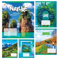 Зошити учнівські 36 аркушів клітинка Тверда Природа, 20 шт. в упаковці